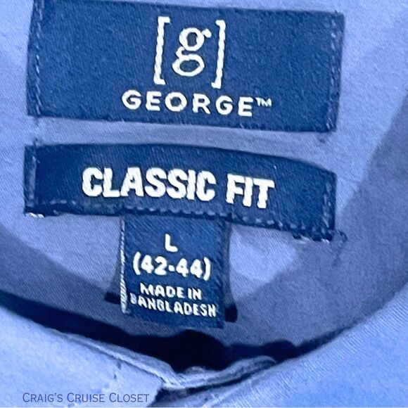 George Blue Casual Button Down Shirt with Palm Tree Print Men’s Large - Picture 3 of 7